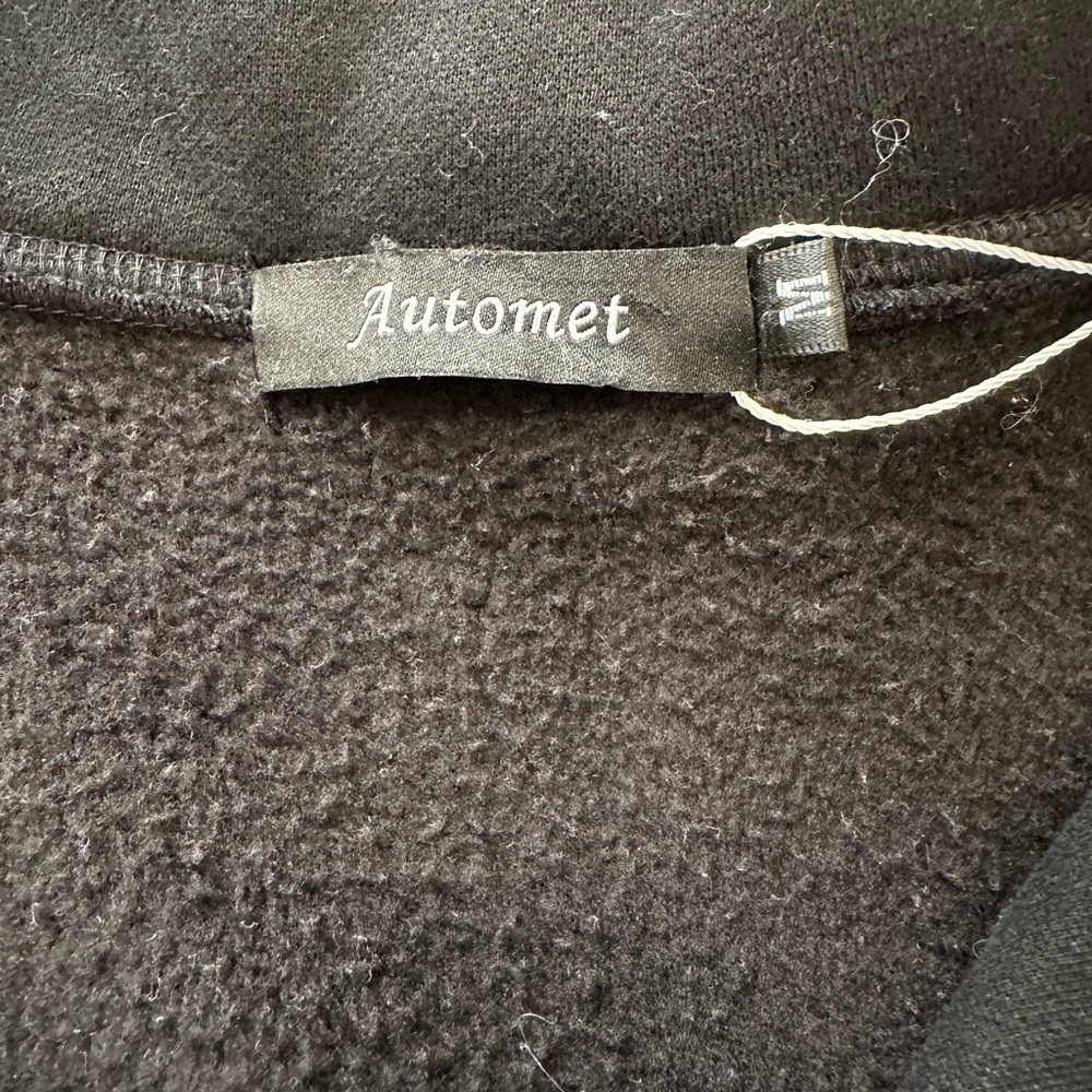 AUTOMET Womens Sweatshirt Black Half Zip Cropped Pullover Fleece Size Medium - Picture 4 of 10